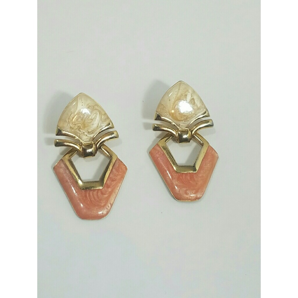 3for$15 Vintage Peaches&Cream Enamel Drop Earrings